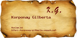 Korponay Gilberta névjegykártya